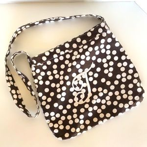 Initial “T” Brown w/White Polka-Dots Crossbody Bag
